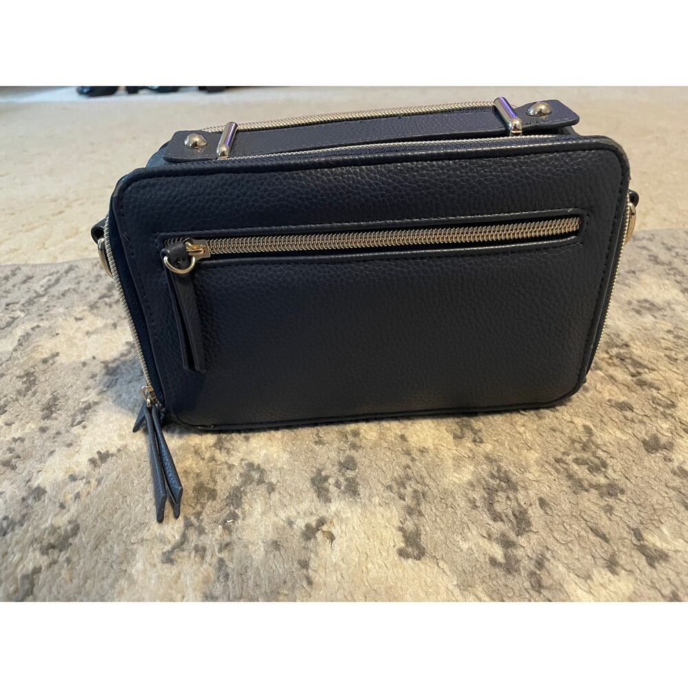 Navy Blue Convertible Belt Bag Crossbody Camera Bag Silver Hardware - Picture 3 of 12